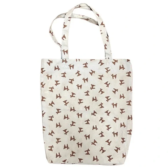 Topshop Light Blue Recycle Bag with Brown Poodle Print - Picture 1 of 4